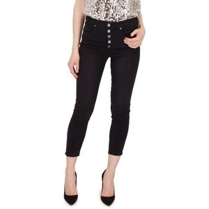 ❤️ Veronica Beard Debbie 10" Skinny Jeans Coal Rhinestone Buttons Black Size 25